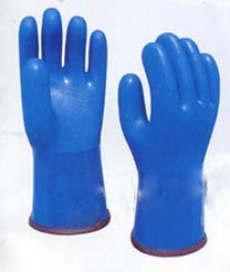 blue PVC resistant oil glove